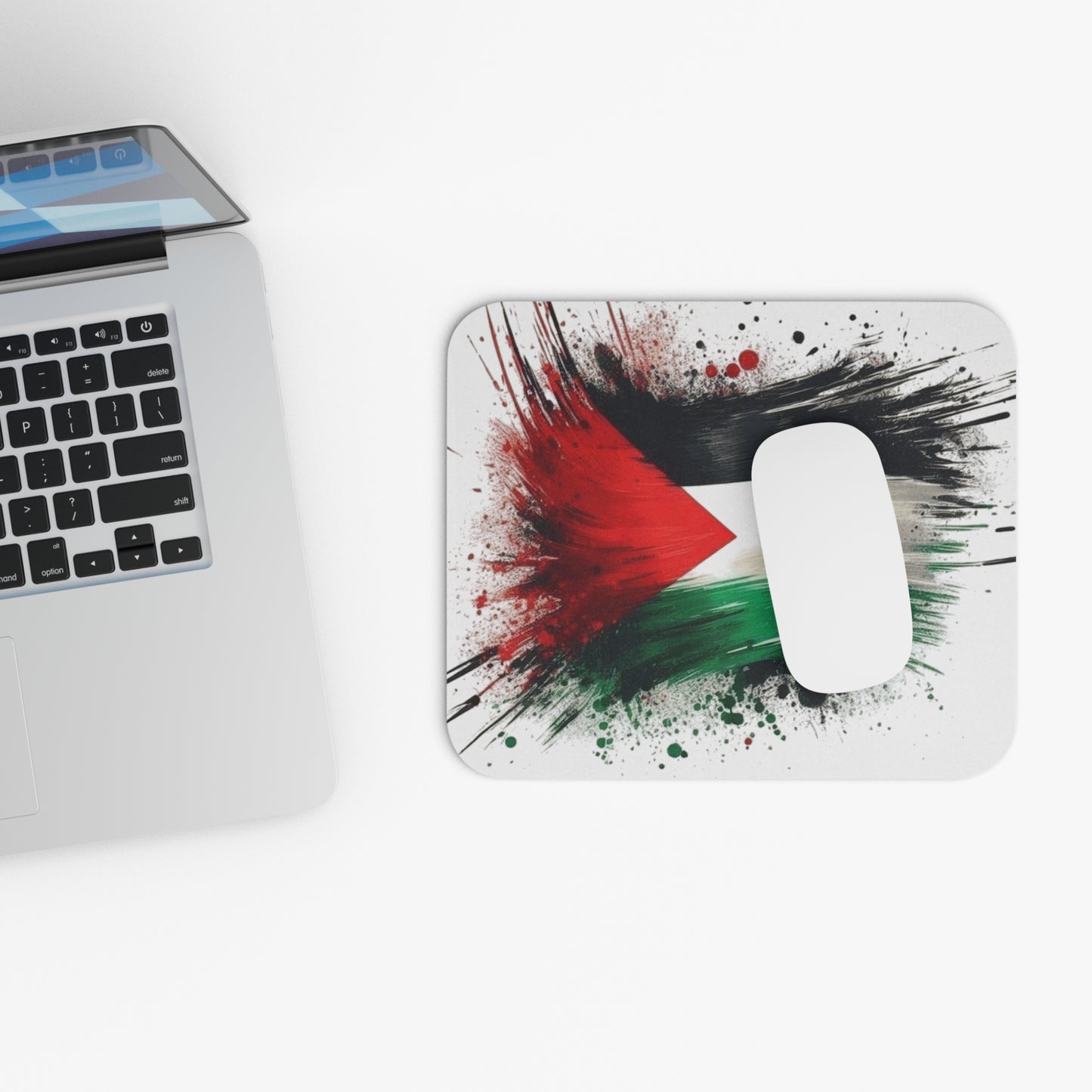 Palestine Flag Splash Mouse Pad — Artistic Rectangle Desk Mousepad