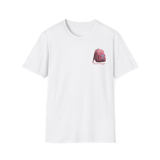 T-Shirt — Pink Backpack 'Never Forget' Memorial Tee