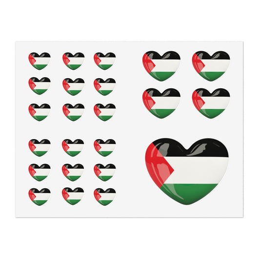 Palestine Heart Flag Sticker Sheet — Patriotic Vinyl Decals for Laptops, Planners, Scrapbooks