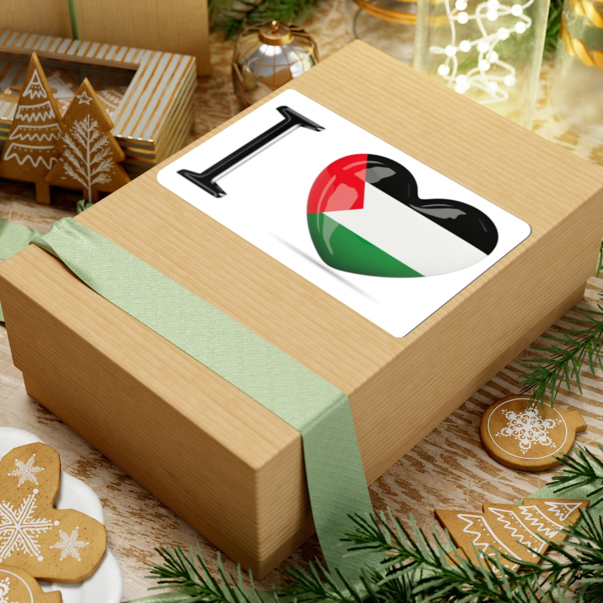I Heart Palestine Flag Sticker - Kiss-Cut Vinyl Decal for Laptops & Water Bottles