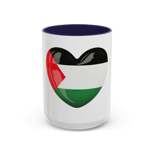 Palestine Flag Heart Accent Coffee Mug (15oz)