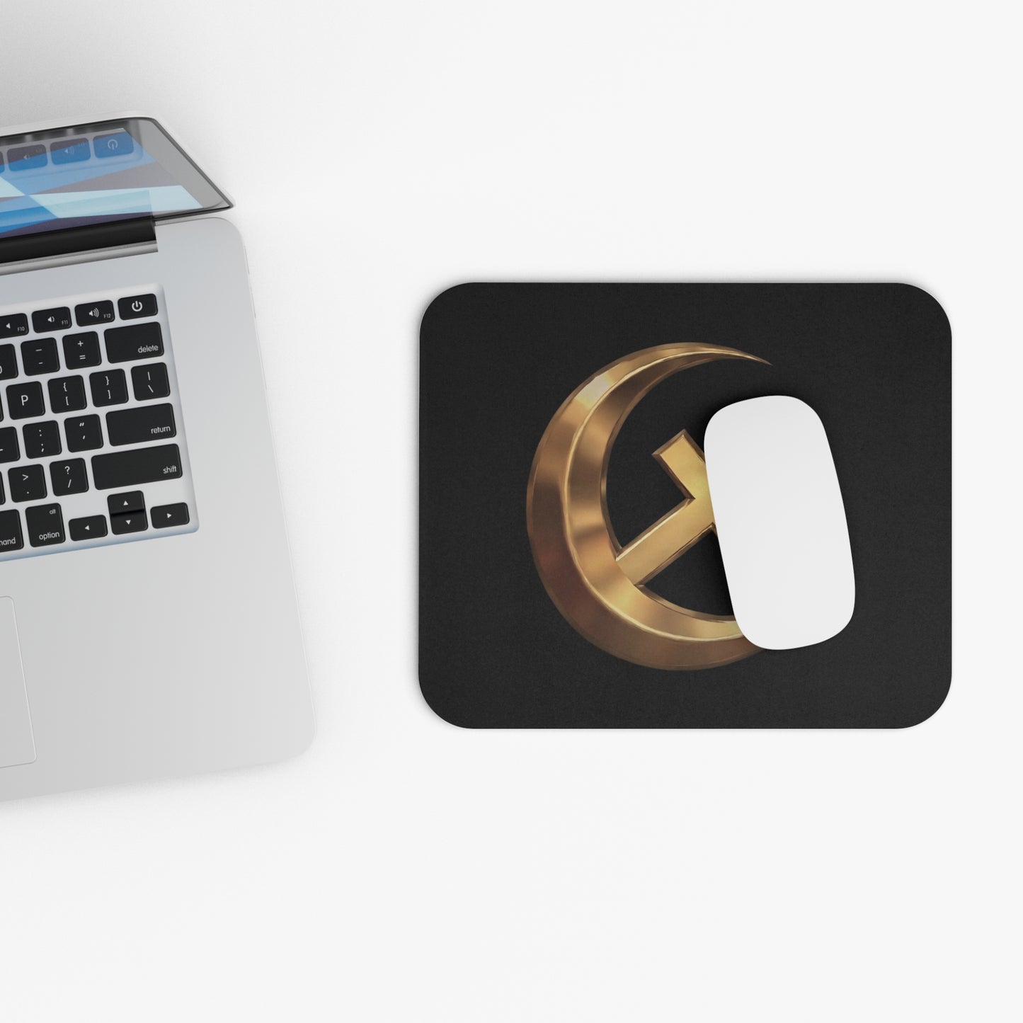 Gold Crescent & Cross Mouse Pad — Religious Symbol Gaming/Desk Mat