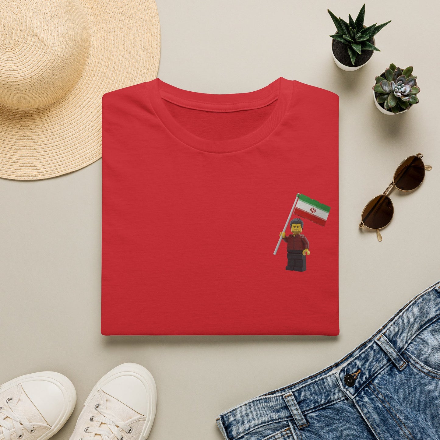 Iran Flag Pocket Tee — Minimalist Protest Solidarity T-Shirt