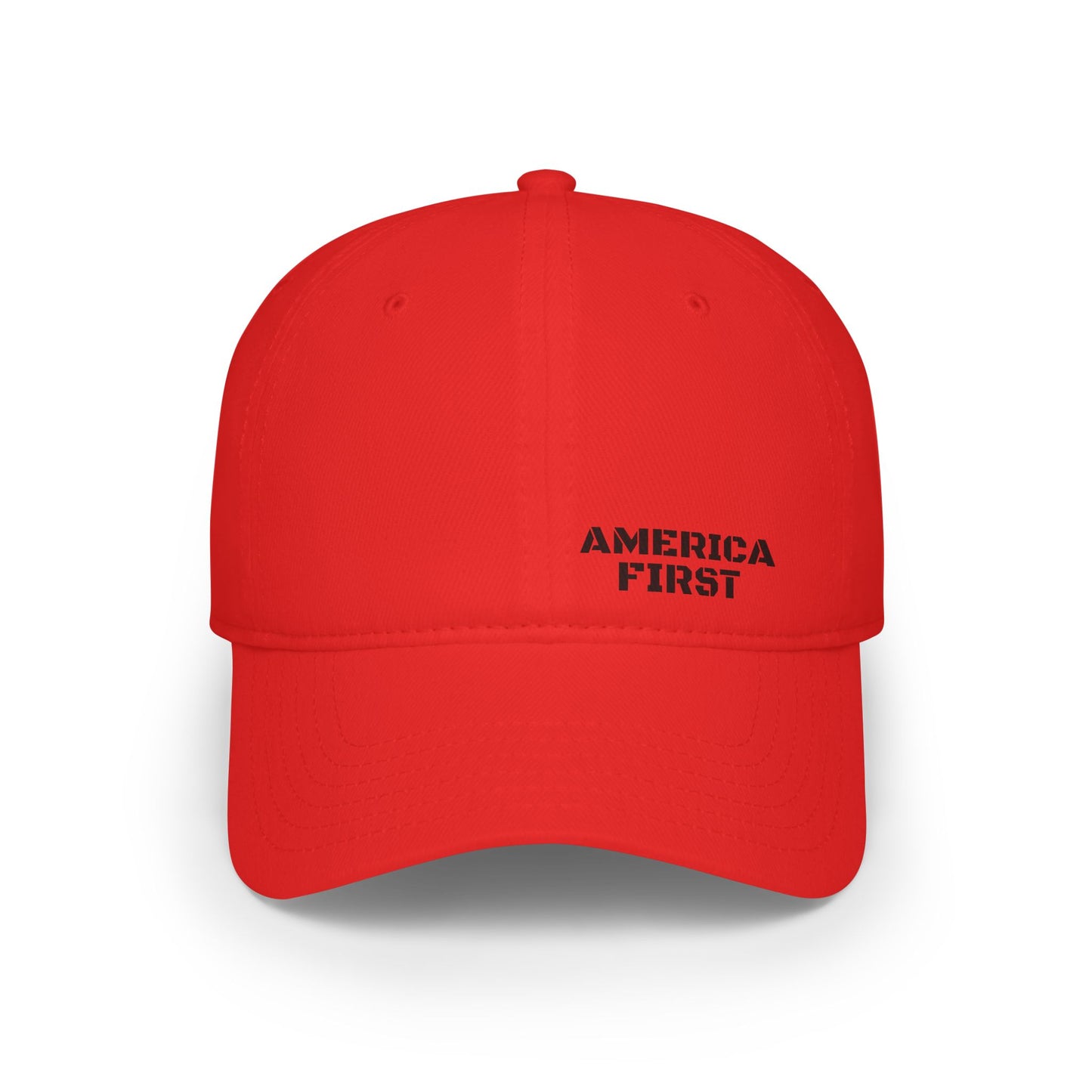 America First Embroidered Baseball Cap — Patriotic Low-Profile Red Hat