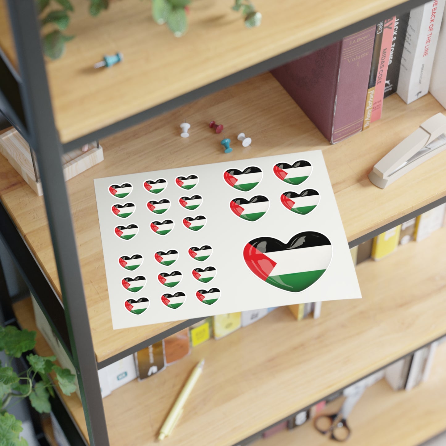 Palestine Heart Flag Sticker Sheet — Patriotic Vinyl Decals for Laptops, Planners, Scrapbooks