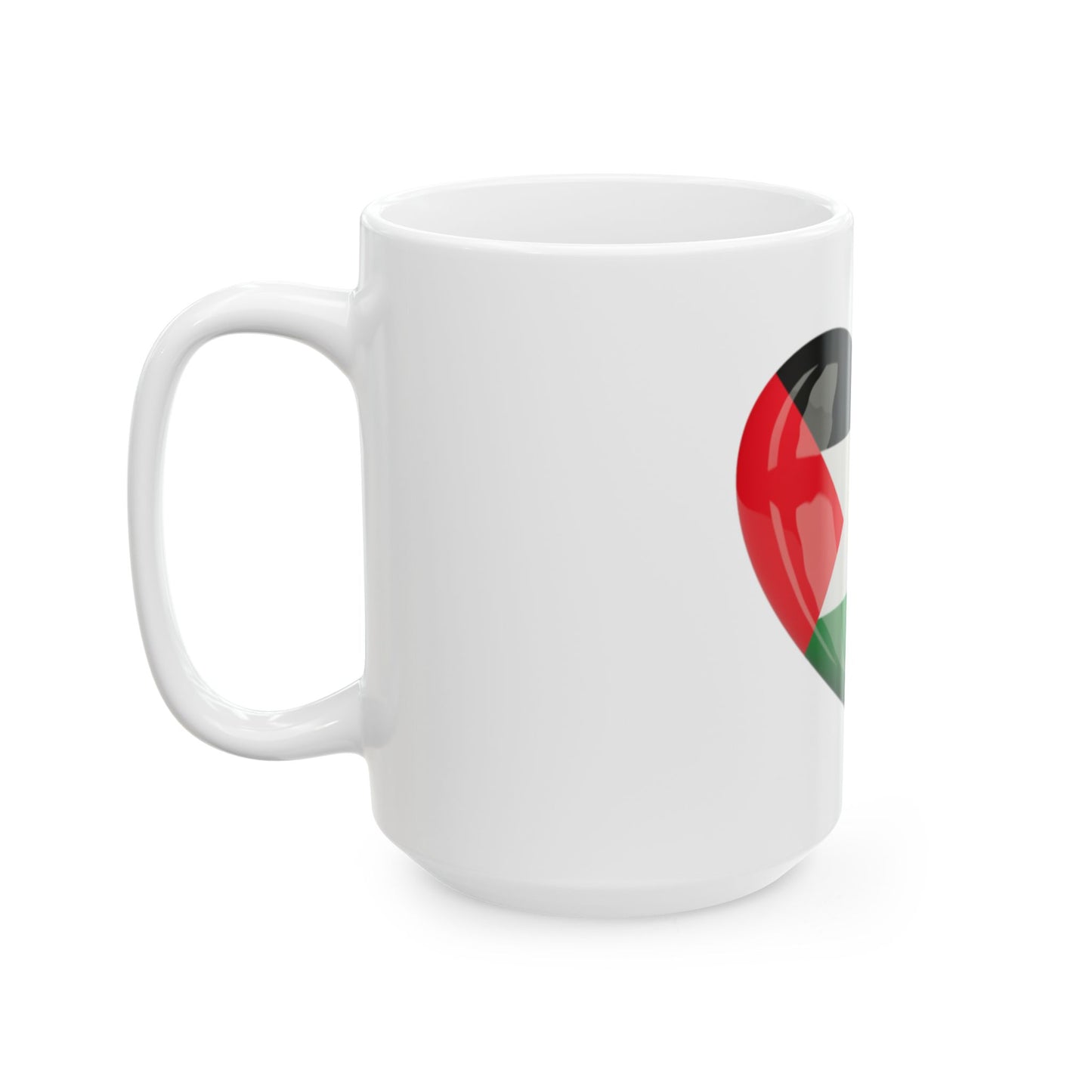 Palestine Flag Heart Mug – Ceramic Coffee Cup (15oz)