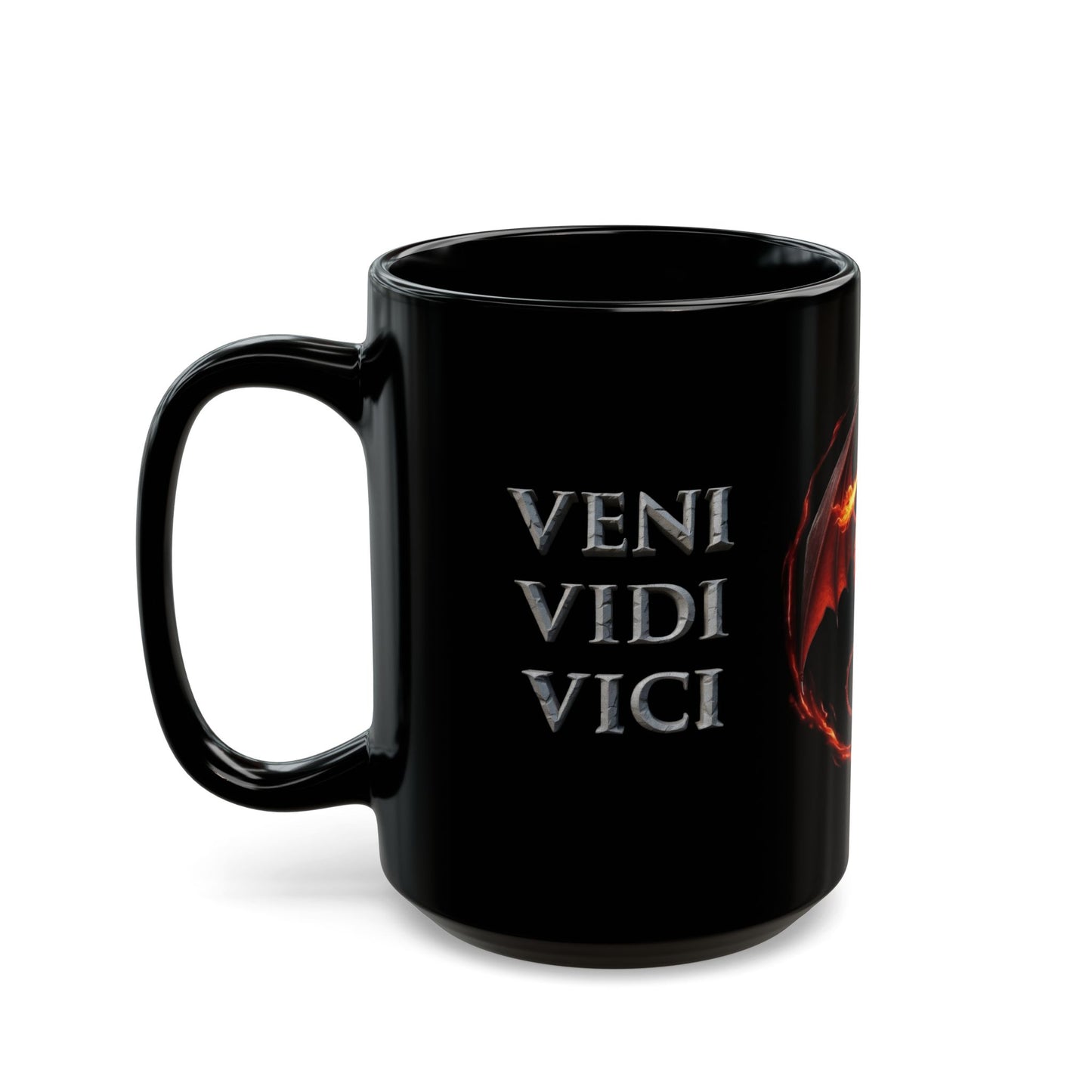 Dragon Fire Black Mug – Veni Vidi Vici 11/15oz