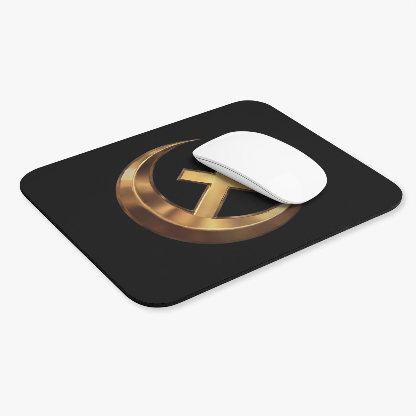Gold Crescent & Cross Mouse Pad — Religious Symbol Gaming/Desk Mat
