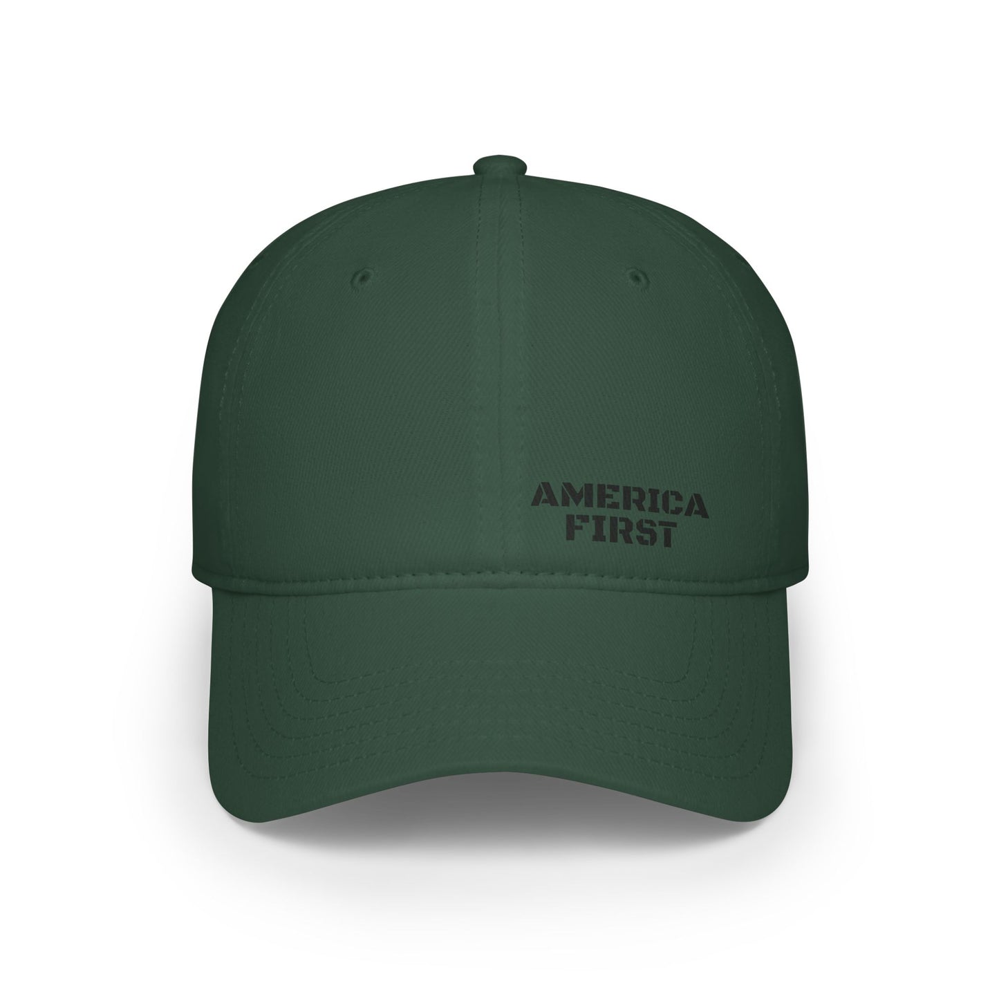 America First Embroidered Baseball Cap — Patriotic Low-Profile Red Hat