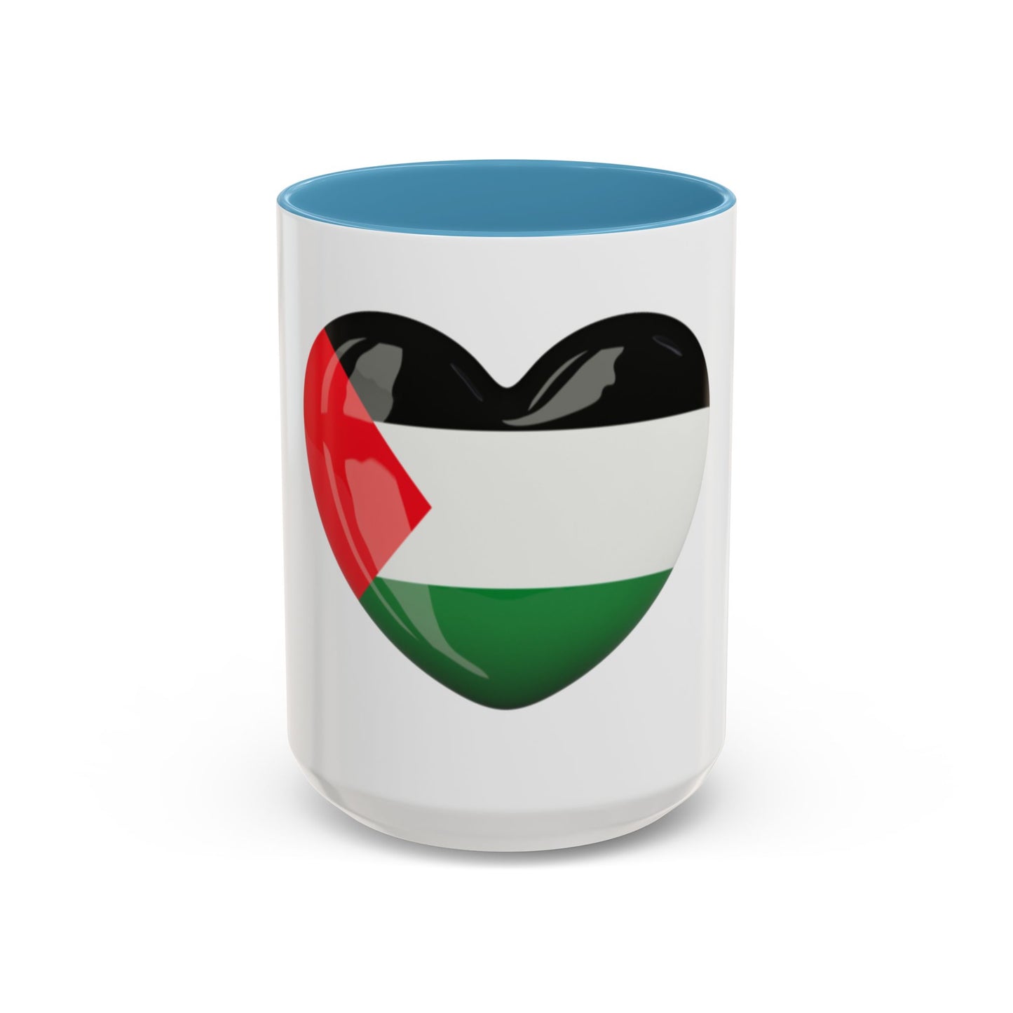 Palestine Flag Heart Accent Coffee Mug (15oz)
