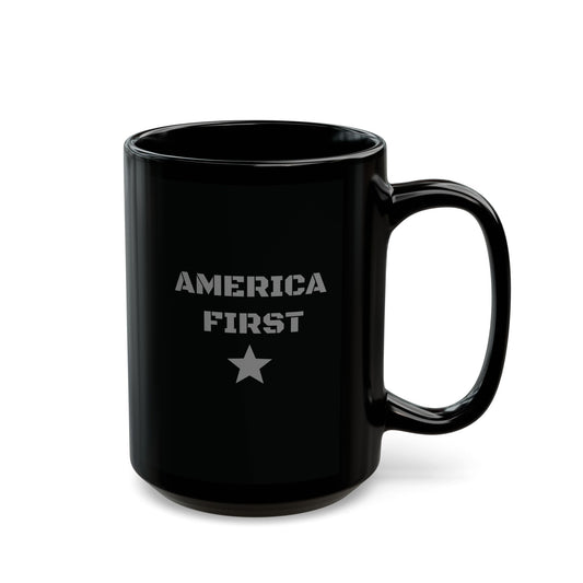 America First Black Coffee Mug — Patriotic Star 11oz & 15oz