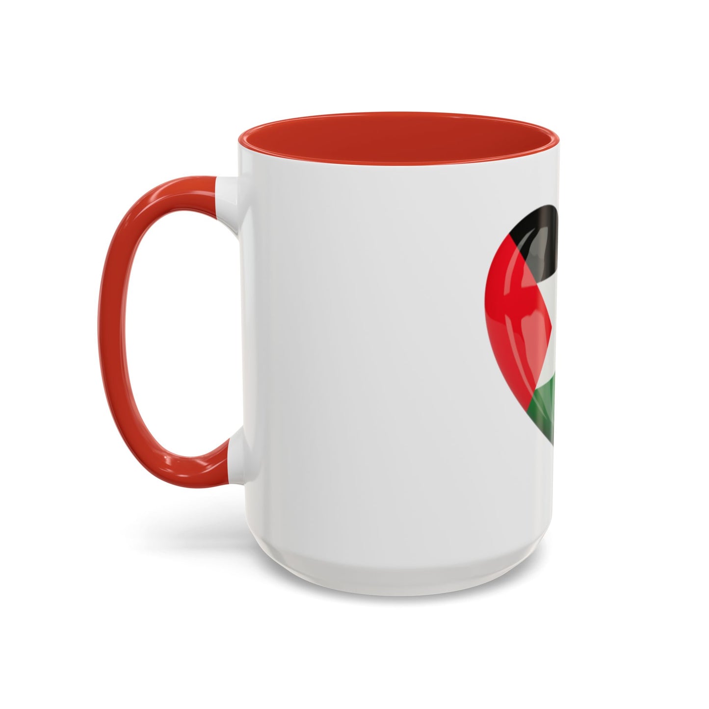 Palestine Flag Heart Accent Coffee Mug (15oz)