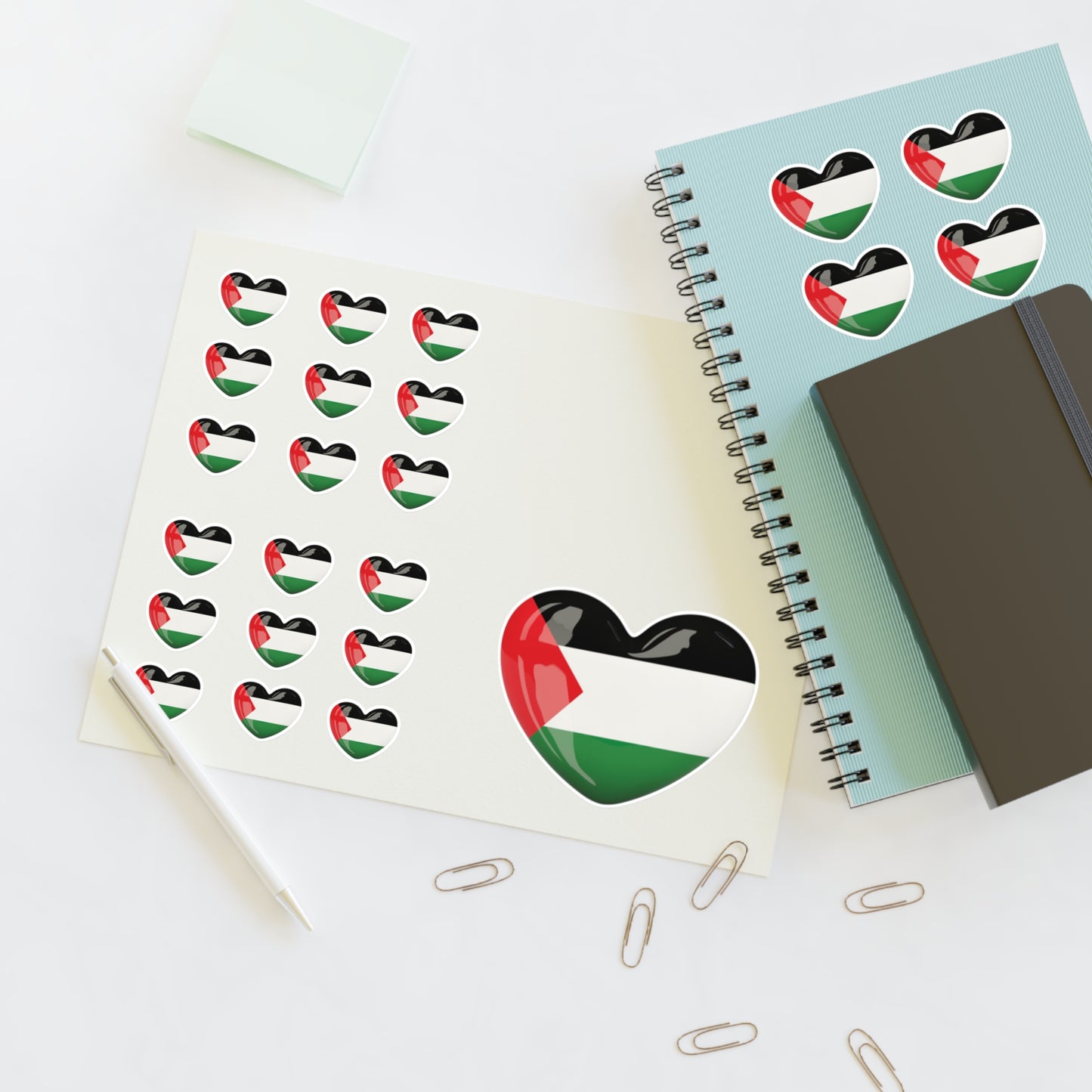 Palestine Heart Flag Sticker Sheet — Patriotic Vinyl Decals for Laptops, Planners, Scrapbooks