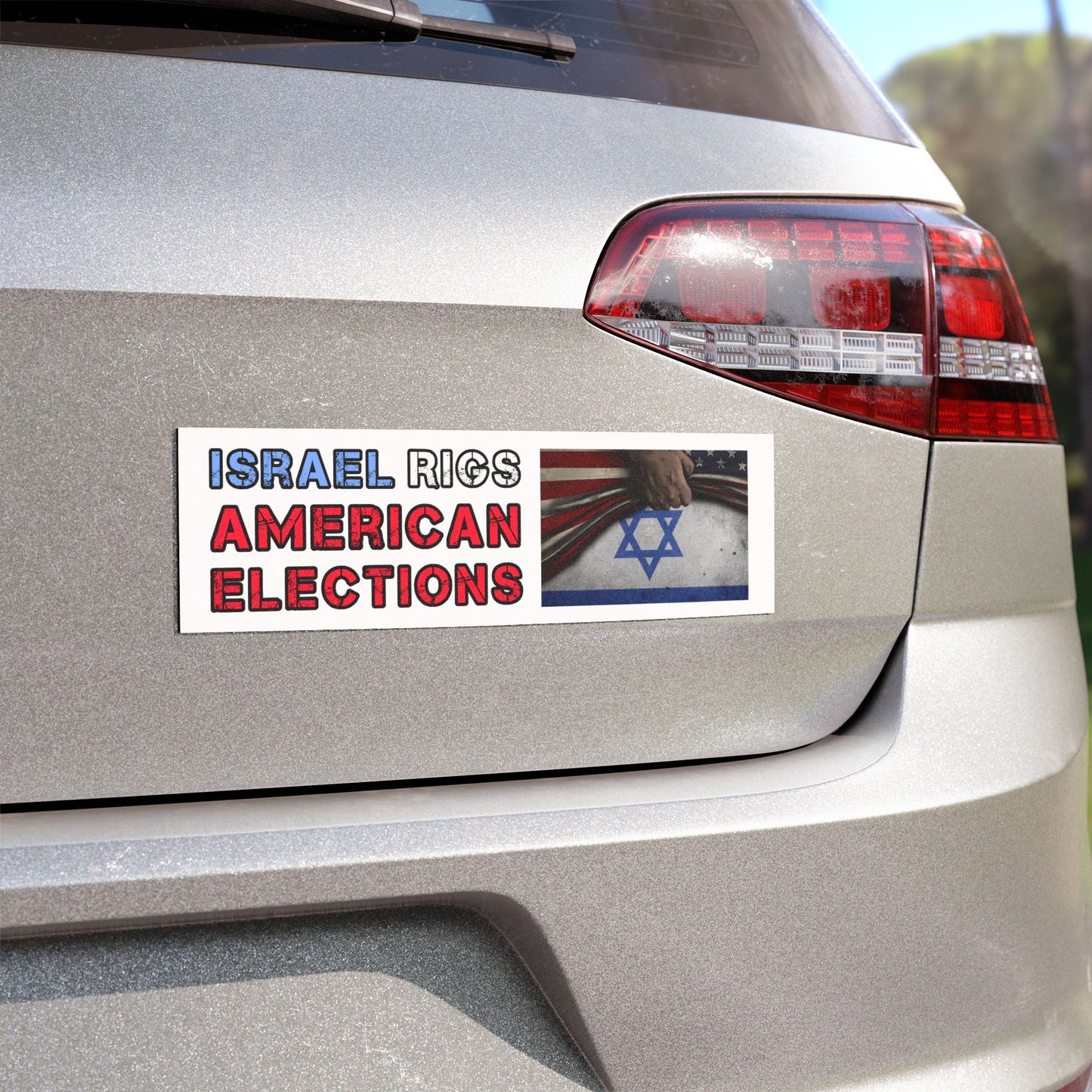 Car Magnet — "Israel Rigs American Elections" Political Protest Design