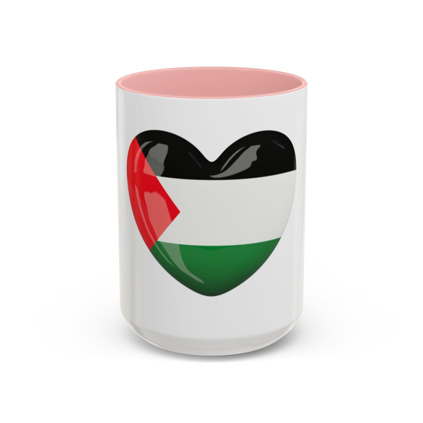 Palestine Flag Heart Accent Coffee Mug (15oz)