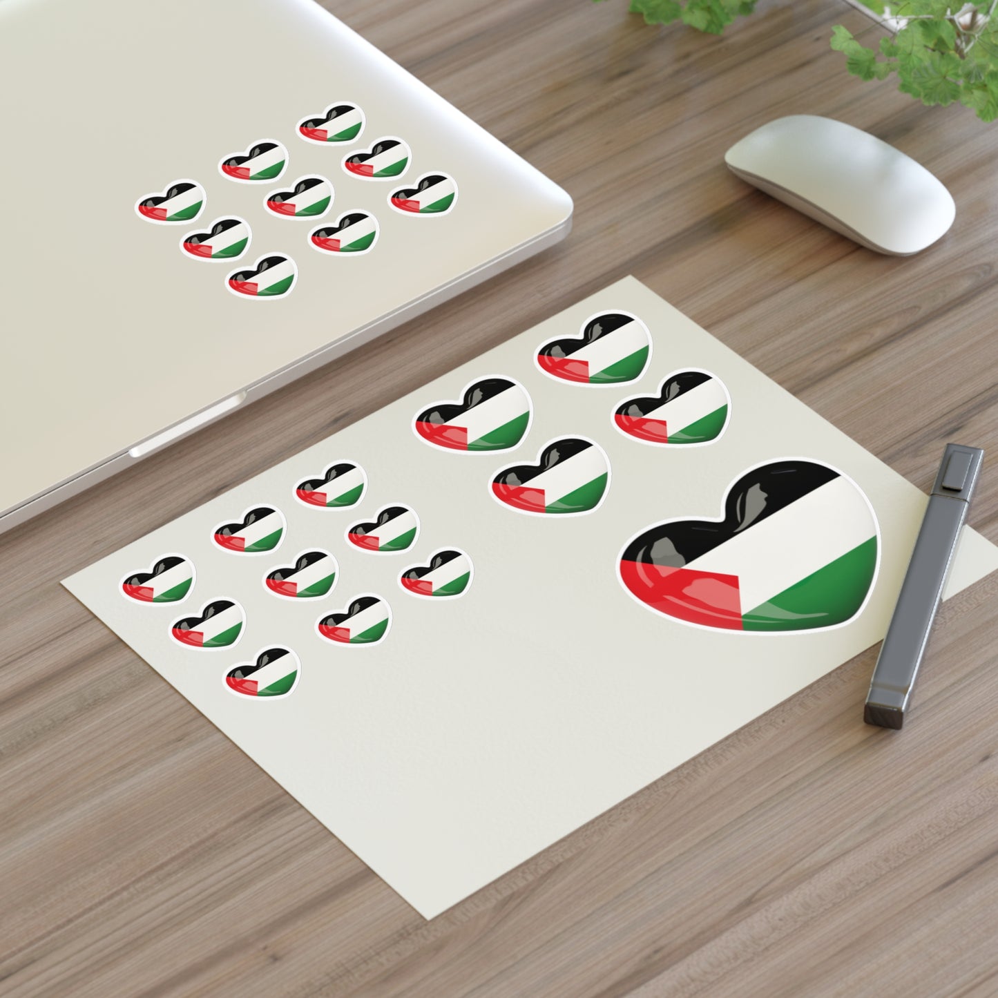 Palestine Heart Flag Sticker Sheet — Patriotic Vinyl Decals for Laptops, Planners, Scrapbooks