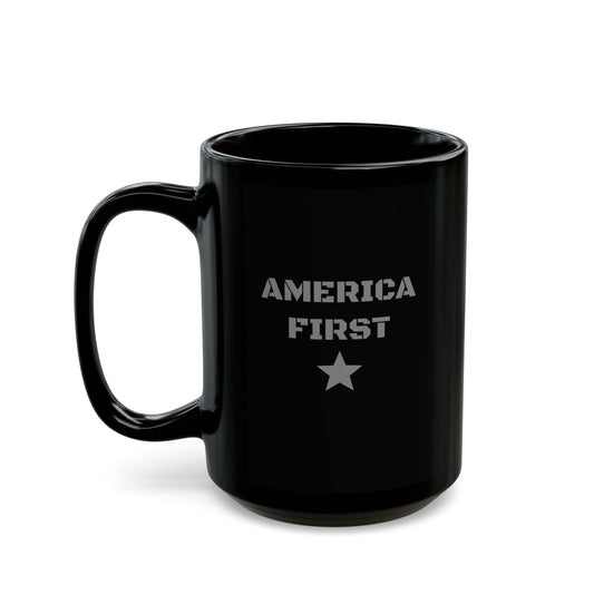 America First Black Coffee Mug — Patriotic Star 11oz & 15oz