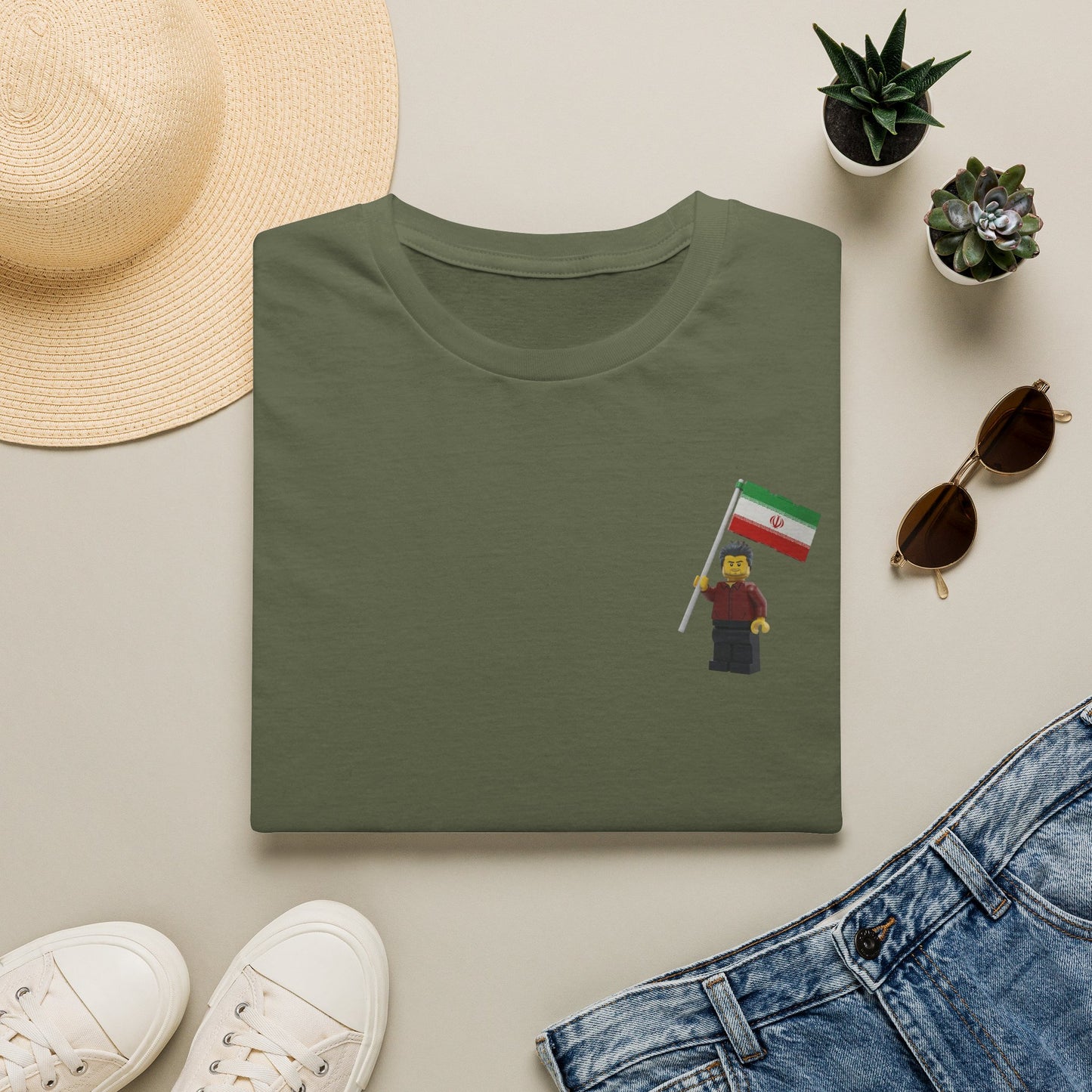 Iran Flag Pocket Tee — Minimalist Protest Solidarity T-Shirt