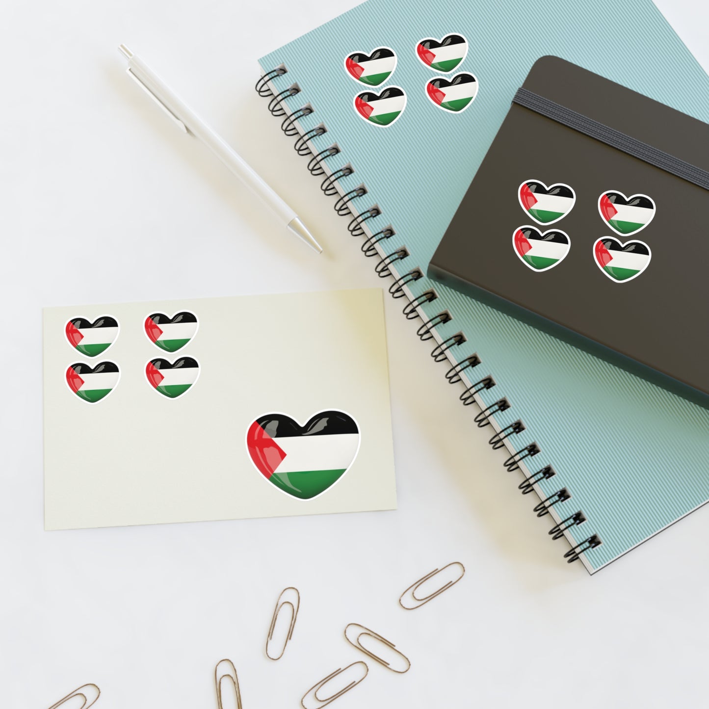 Palestine Heart Flag Sticker Sheet — Patriotic Vinyl Decals for Laptops, Planners, Scrapbooks