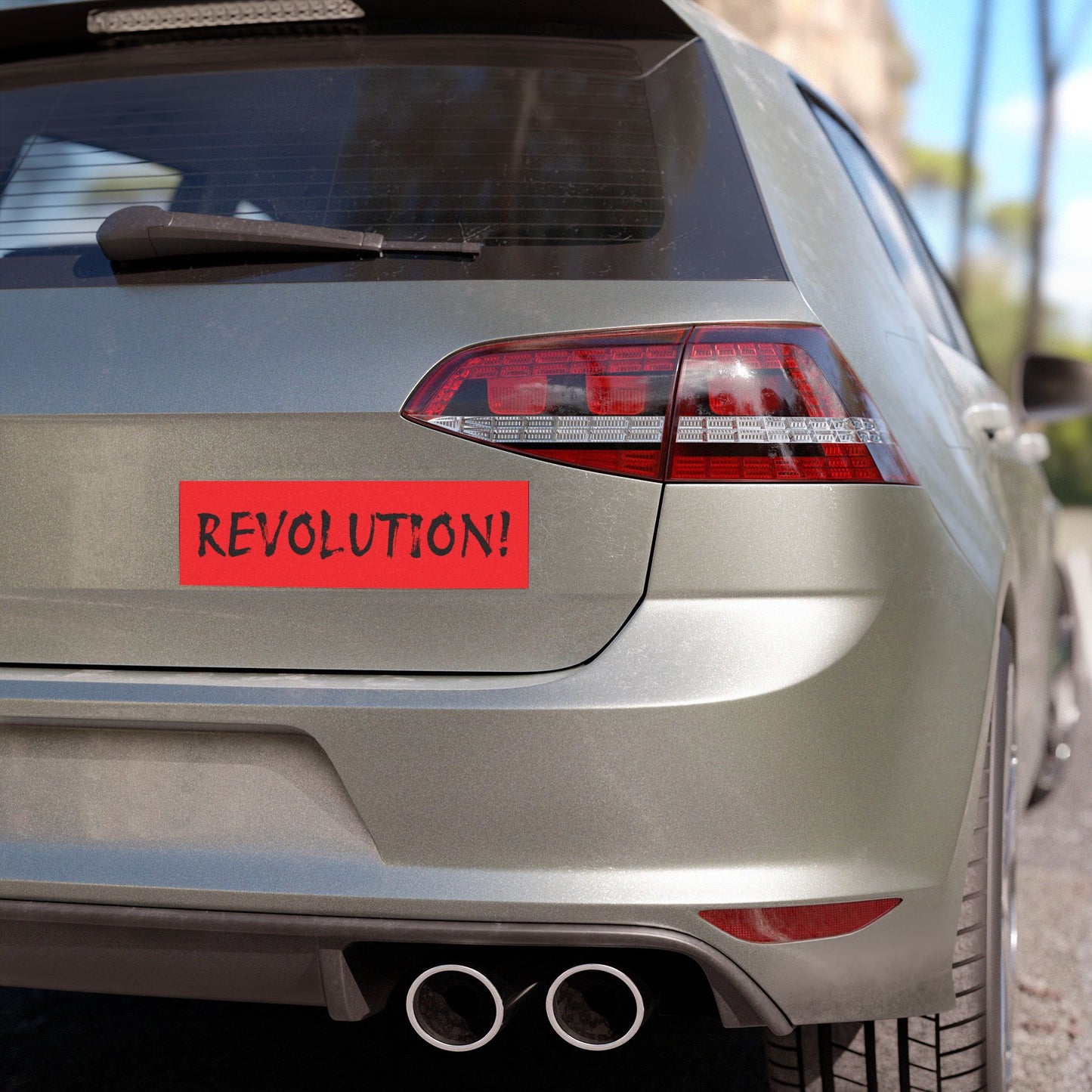 Revolution! Red Car Magnet — Bold Political Statement Sticker for Cars