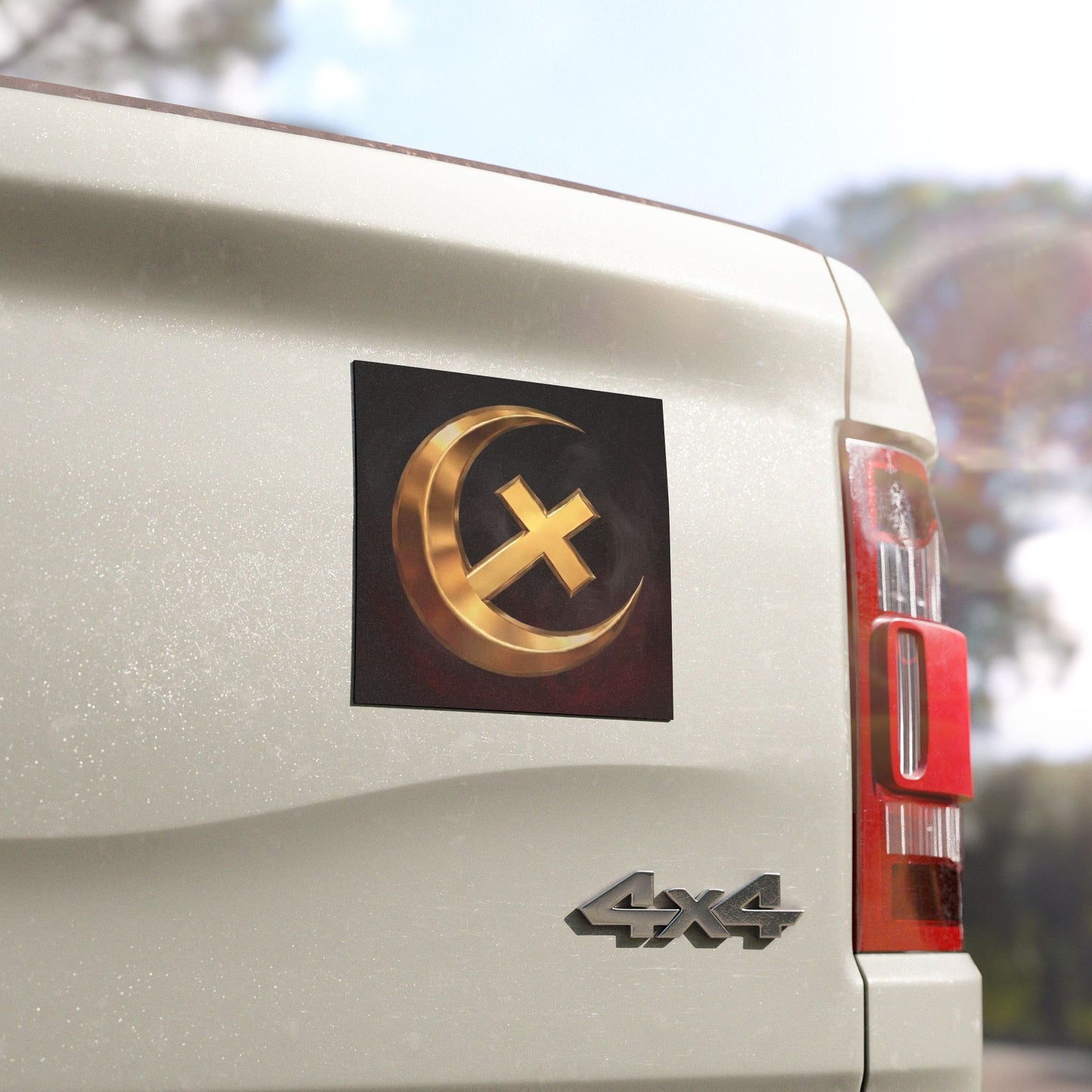 Crescent Cross Alliance Car Magnet — Religious Symbol Magnetic Decal