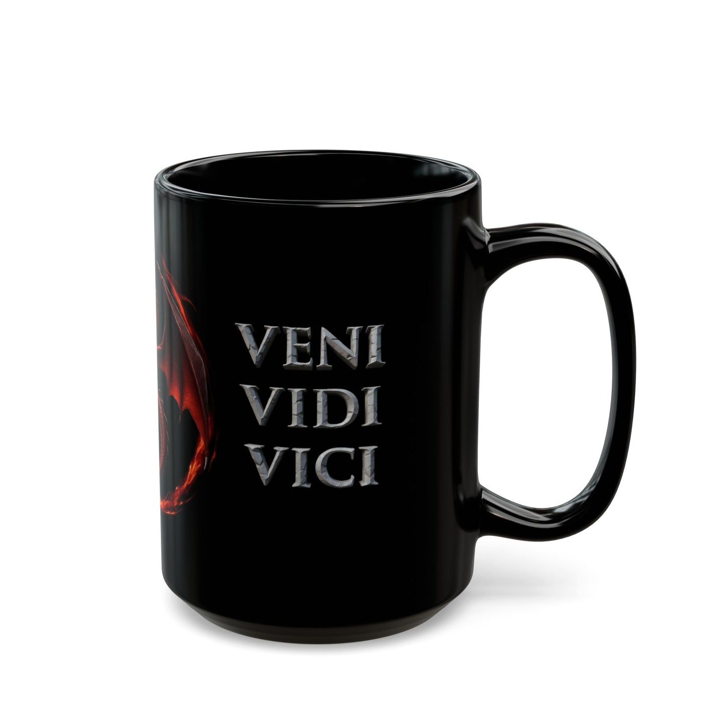 Dragon Fire Black Mug – Veni Vidi Vici 11/15oz