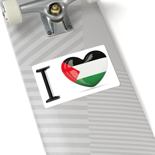 I Heart Palestine Flag Sticker - Kiss-Cut Vinyl Decal for Laptops & Water Bottles