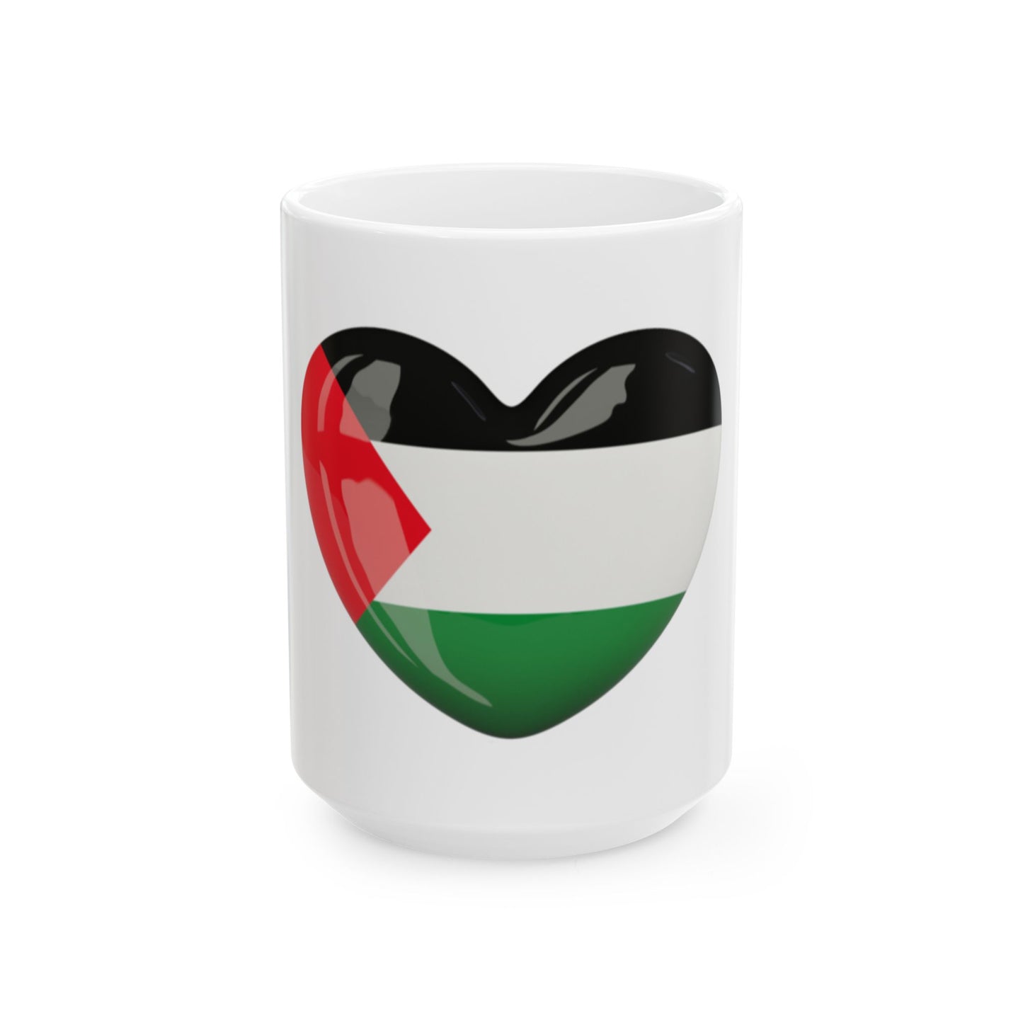 Palestine Flag Heart Mug – Ceramic Coffee Cup (15oz)