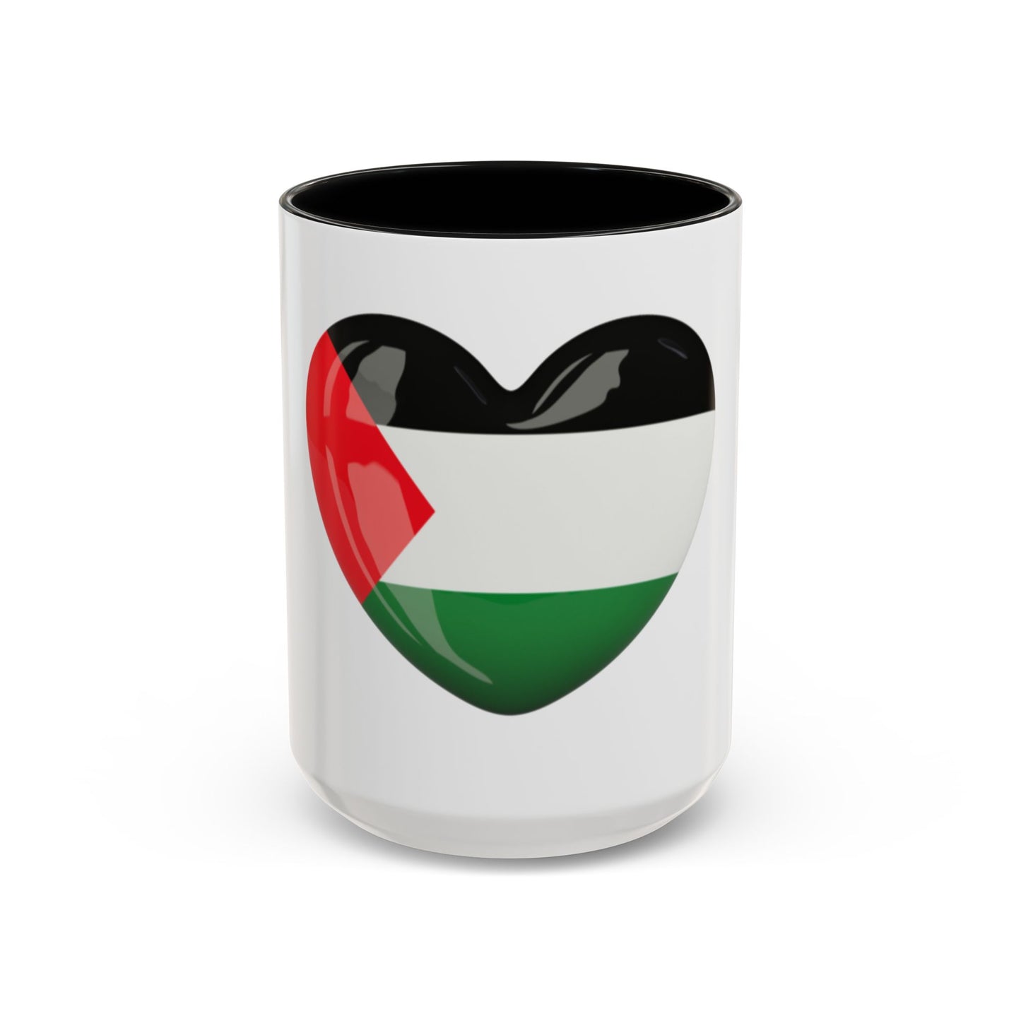 Palestine Flag Heart Accent Coffee Mug (15oz)