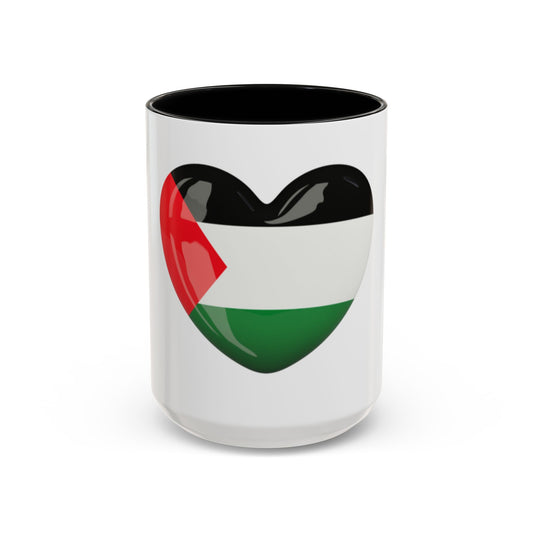 Palestine Flag Heart Accent Coffee Mug (15oz)