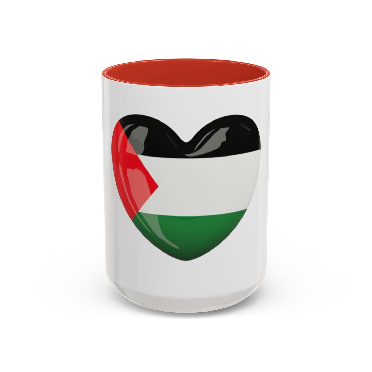 Palestine Flag Heart Accent Coffee Mug (15oz)