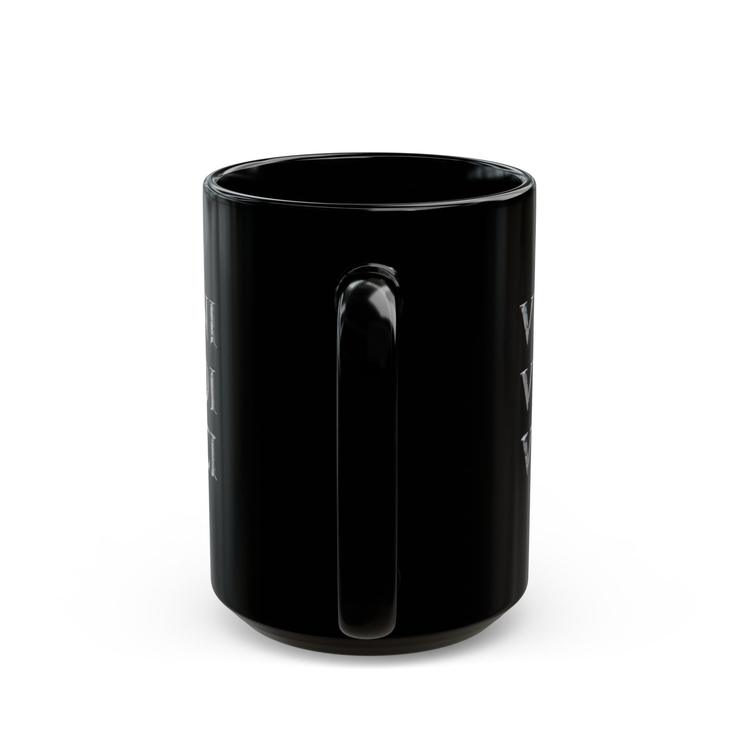 Veni Vidi Vici ("I came, I saw, I conquered," - Julius Caesar) Black Mug — 15oz Classic Latin Quote Coffee Mug